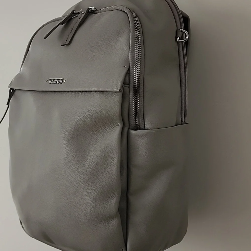 Tumi Daniella Leather Backpack In Gobi Tan /Silver